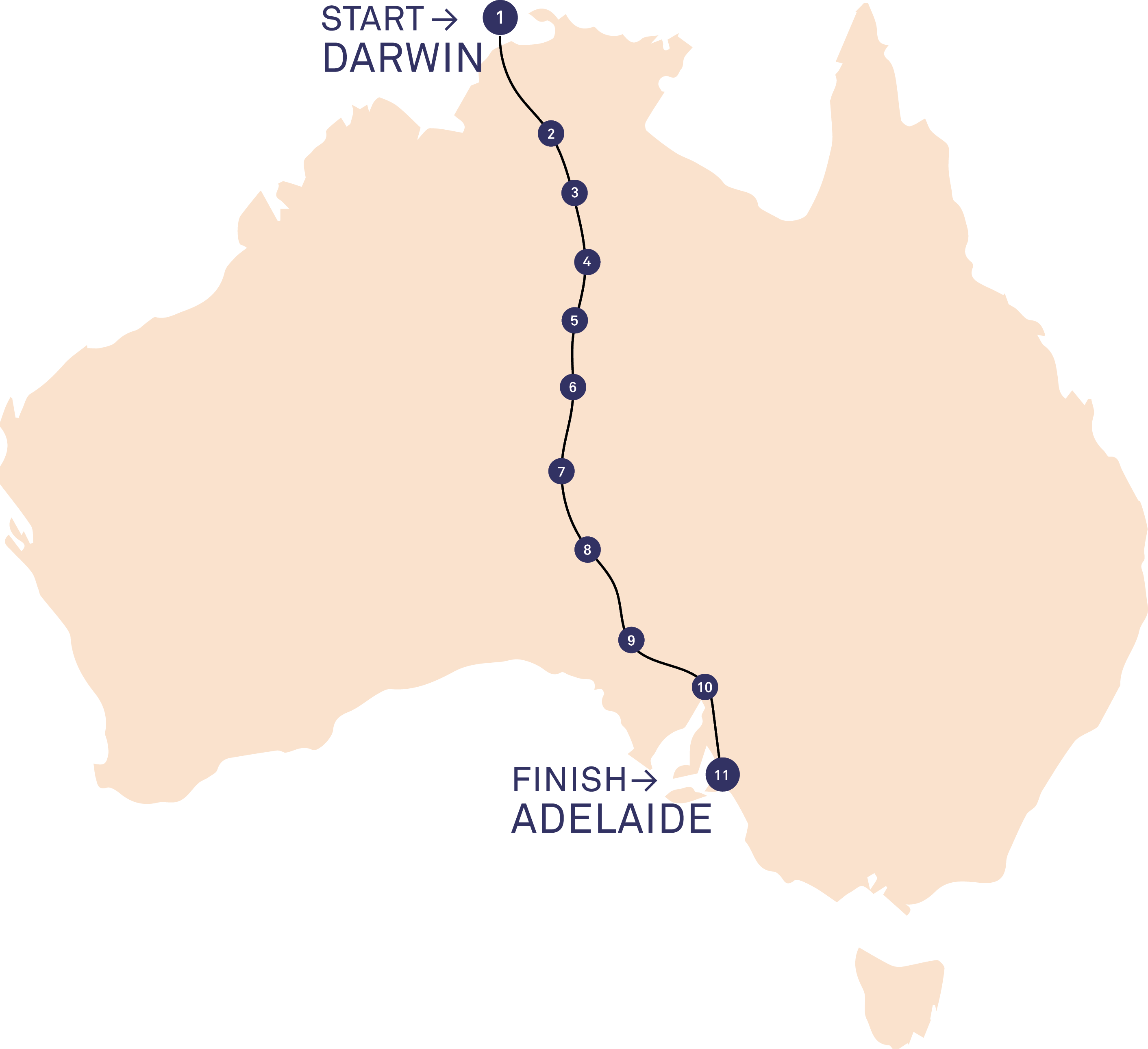 Bridgestone World Solar Challenge (BWSC) — map